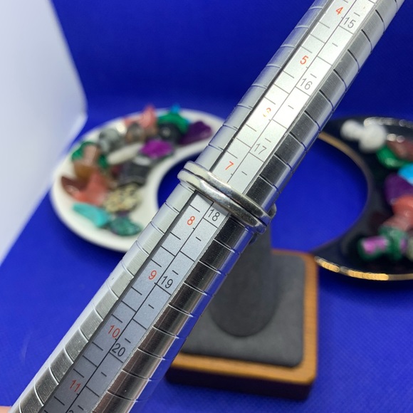 Banded Rhodochrosite Ring! .925 Sterling Silver Plated, Size 7.5 - Picture 10 of 10